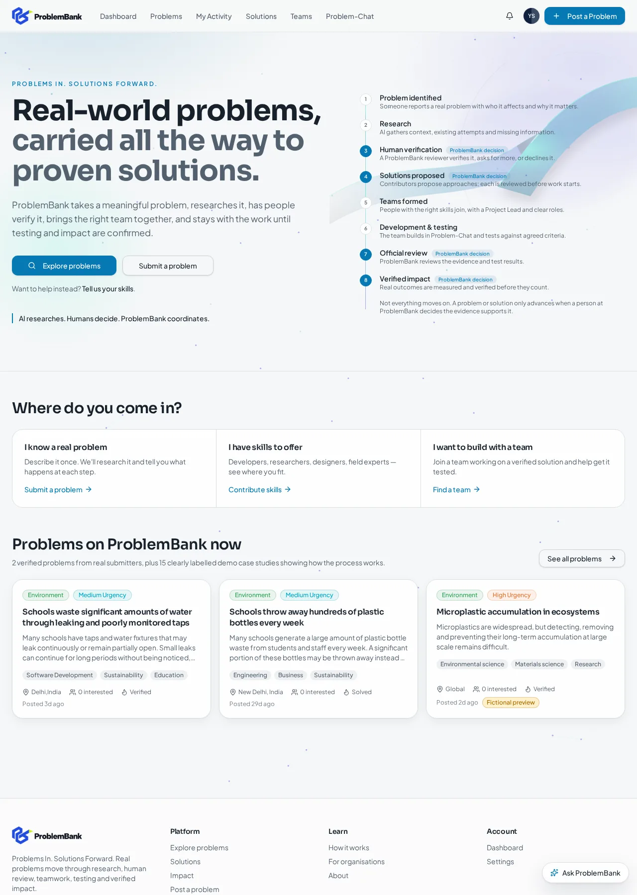 ProblemBank home page